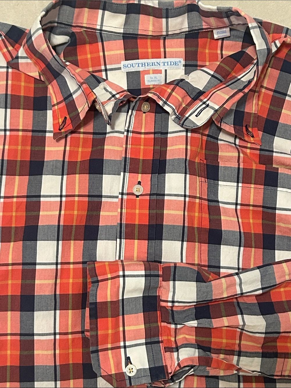 Southern Tide Mens XL Plaid Button Down Shirt Classic Fit Stretch Long Sleeve